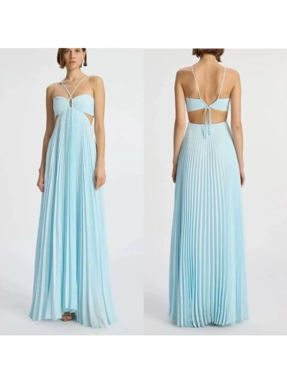 A.L.C Moira Satin Pleated Maxi Dress, us6